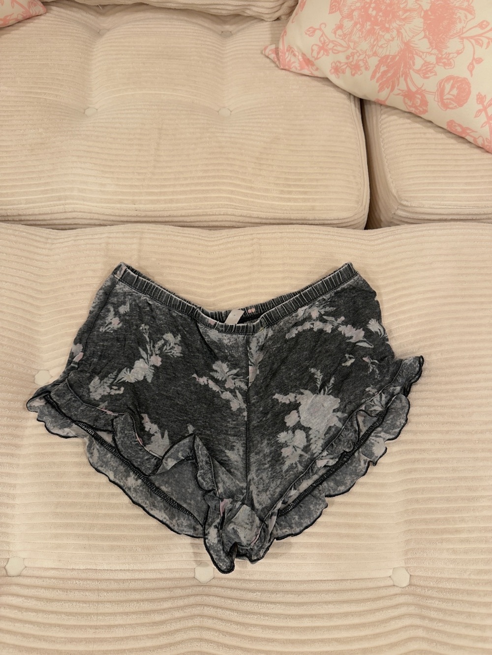 Xhilaration Charcoal Floral Ruffle Sleep Shorts